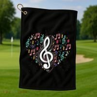 Music Lover Treble Clef Heart Music Notes Musician Music Golf Towel thumb 1