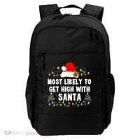Most Likely To Get High With Santa Christmas Funny Adult Backpack thumb 0