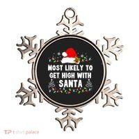Most Likely To Get High With Santa Christmas Funny Adult Ornament thumb 0