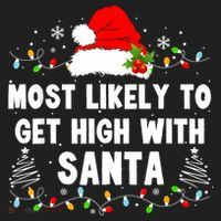 Most Likely To Get High With Santa Christmas Funny Adult Hat thumb 2
