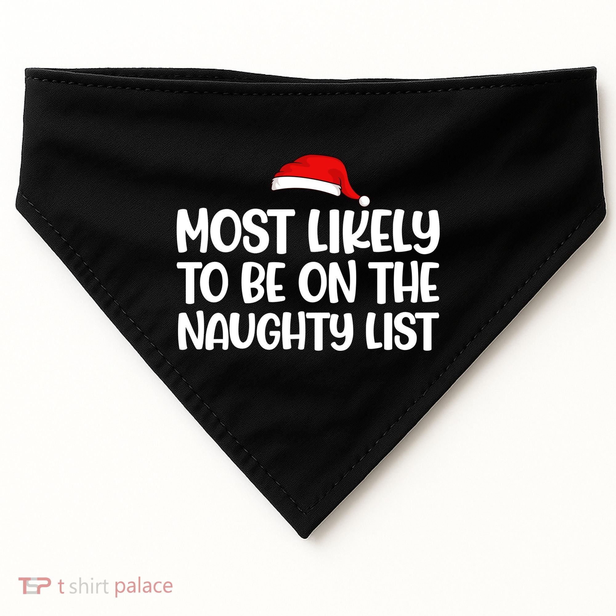 Most Likely To Be On The Naught List Funny Christmas USA-Made Doggie Bandana