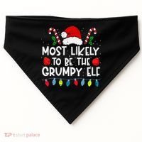 Most Likely To Be The Grumpy Elf Family Crew Christmas  USA-Made Doggie Bandana thumb 0