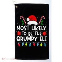 Most Likely To Be The Grumpy Elf Family Crew Christmas  Golf Towel thumb 0