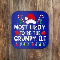 Most Likely To Be The Grumpy Elf Family Crew Christmas  Coaster thumb 0