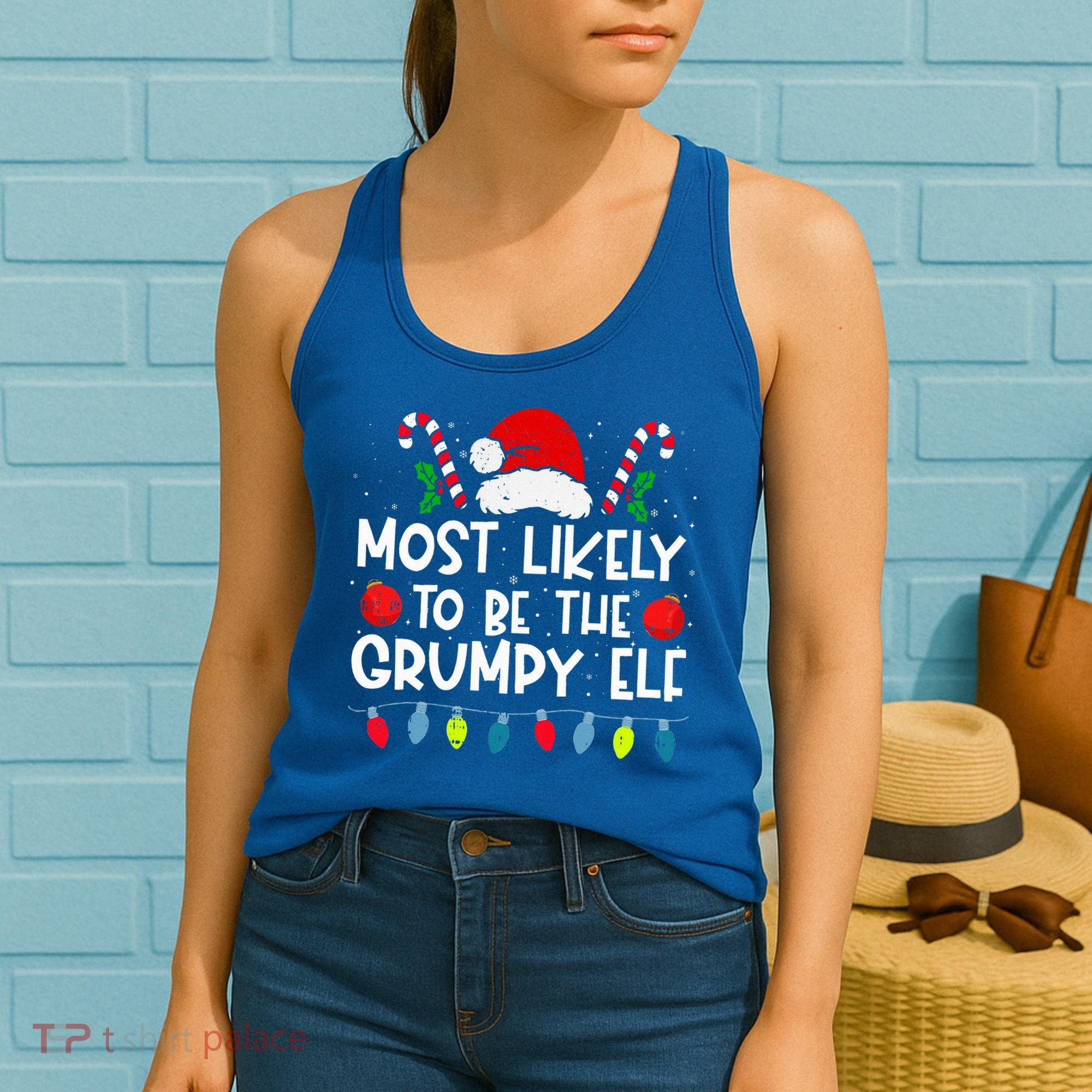 Most Likely To Be The Grumpy Elf Family Crew Christmas  Women's Tank Top