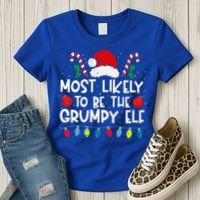 Most Likely To Be The Grumpy Elf Family Crew Christmas  Women's T-Shirt thumb 3