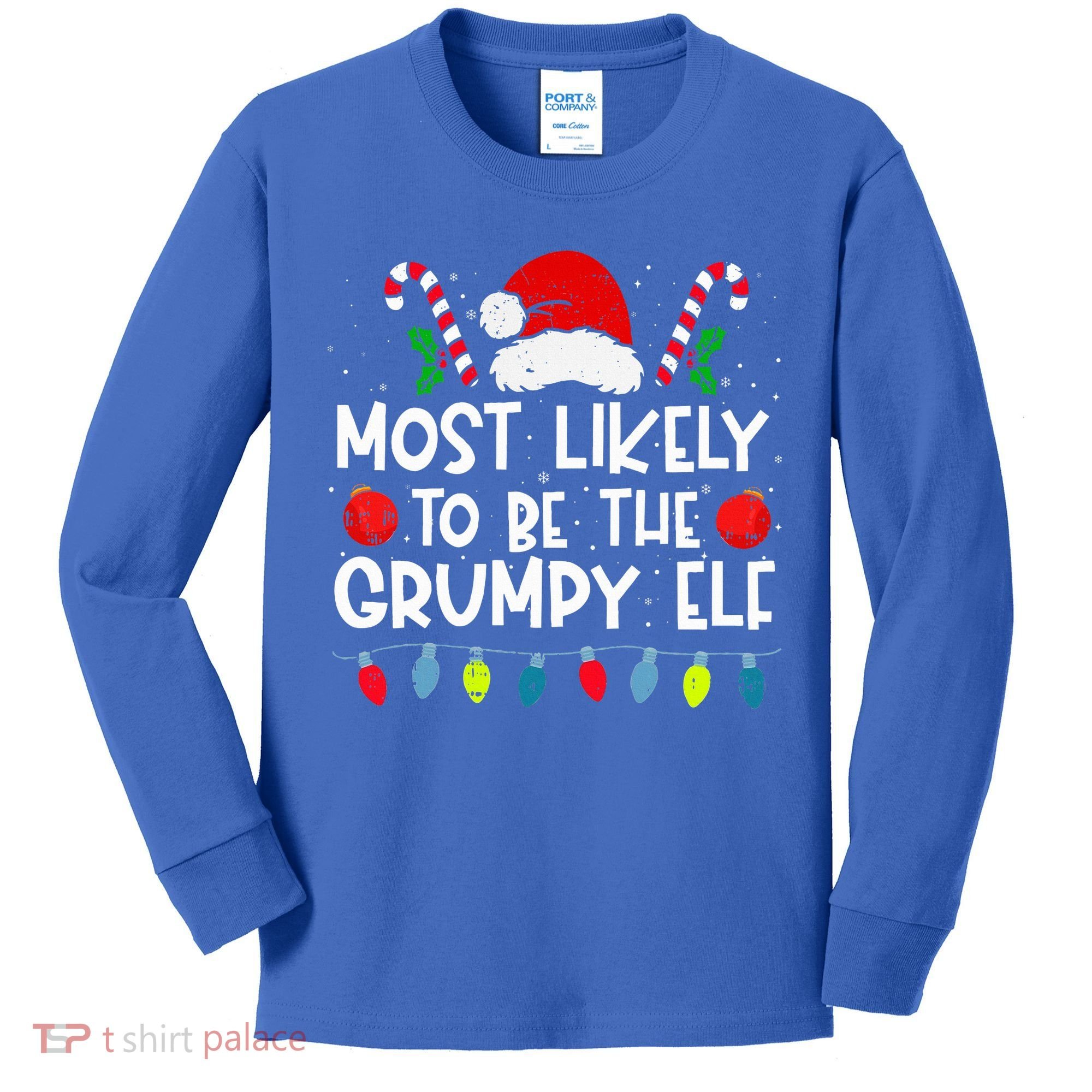 Most Likely To Be The Grumpy Elf Family Crew Christmas  Kids Long Sleeve Shirt