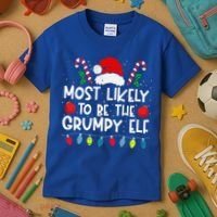 Most Likely To Be The Grumpy Elf Family Crew Christmas  Kids T-Shirt thumb 3