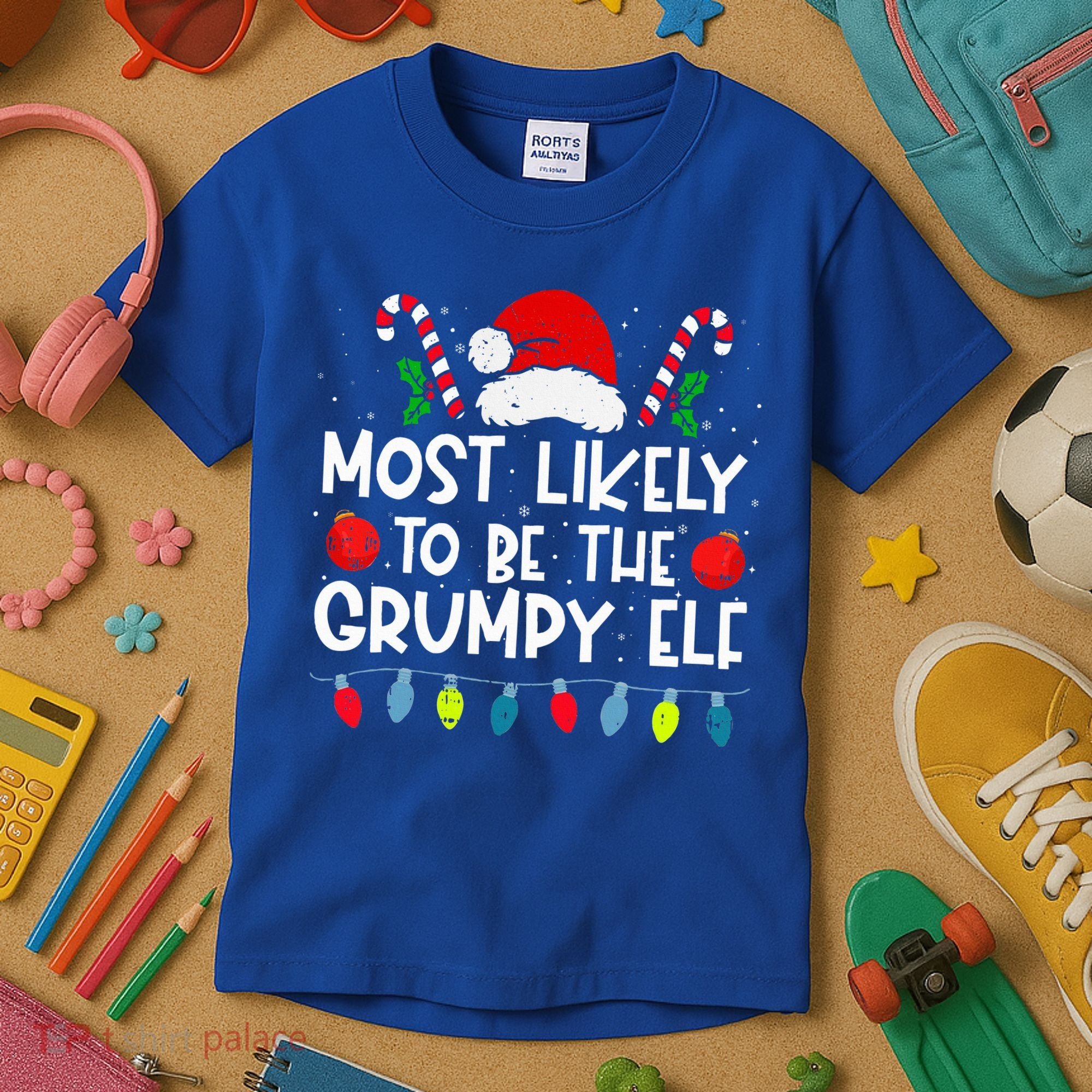 Most Likely To Be The Grumpy Elf Family Crew Christmas  Kids T-Shirt
