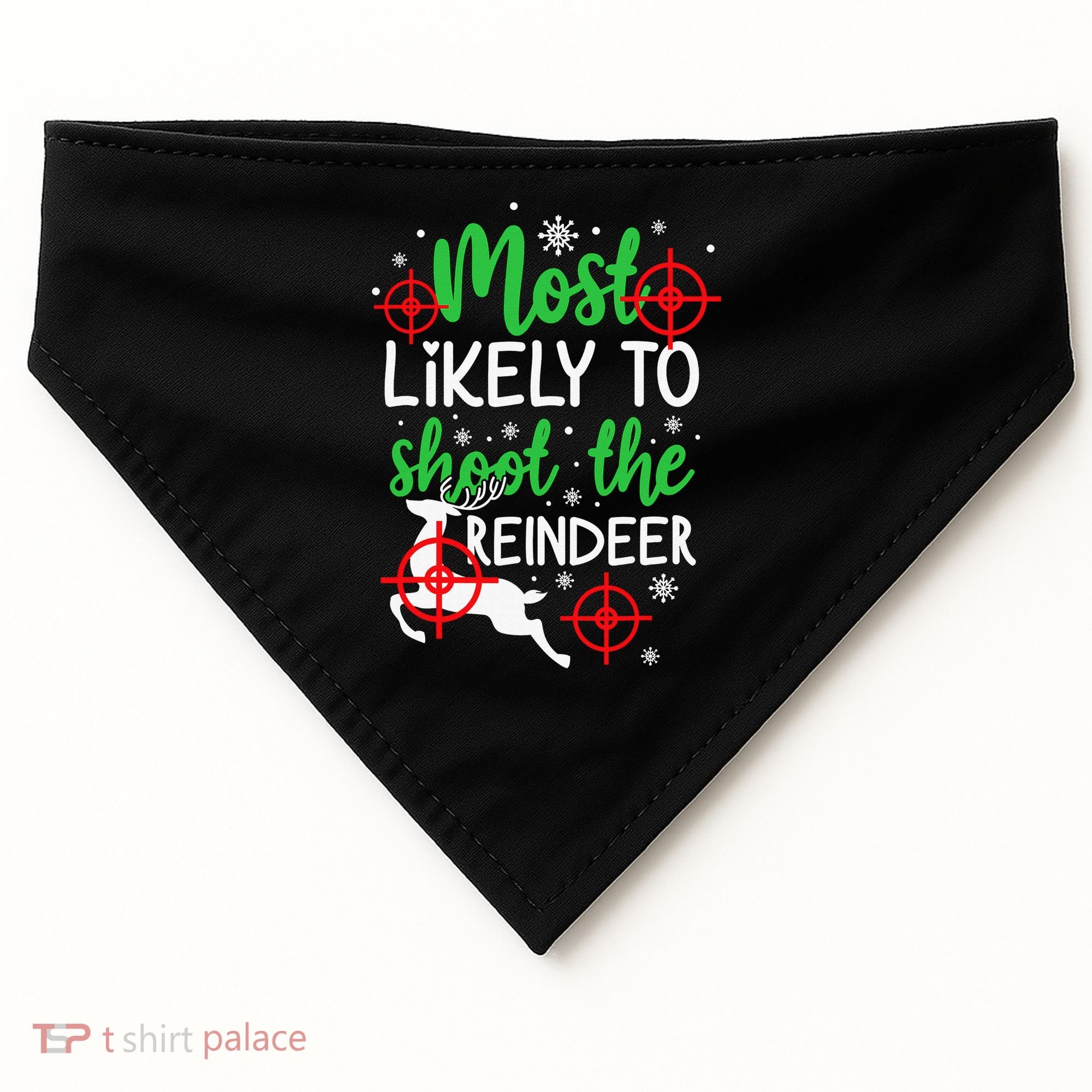 Most Likely To Shoot The Reindeer Funny Holiday Christmas USA-Made Doggie Bandana