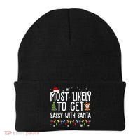 Most Likely To Get Sassy With Santa Funny Christmas Beanie thumb 0