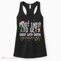 Most Likely To Get Sassy With Santa Funny Christmas Women's Tank Top thumb 0