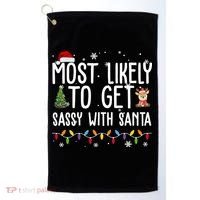 Most Likely To Get Sassy With Santa Funny Christmas Golf Towel thumb 0