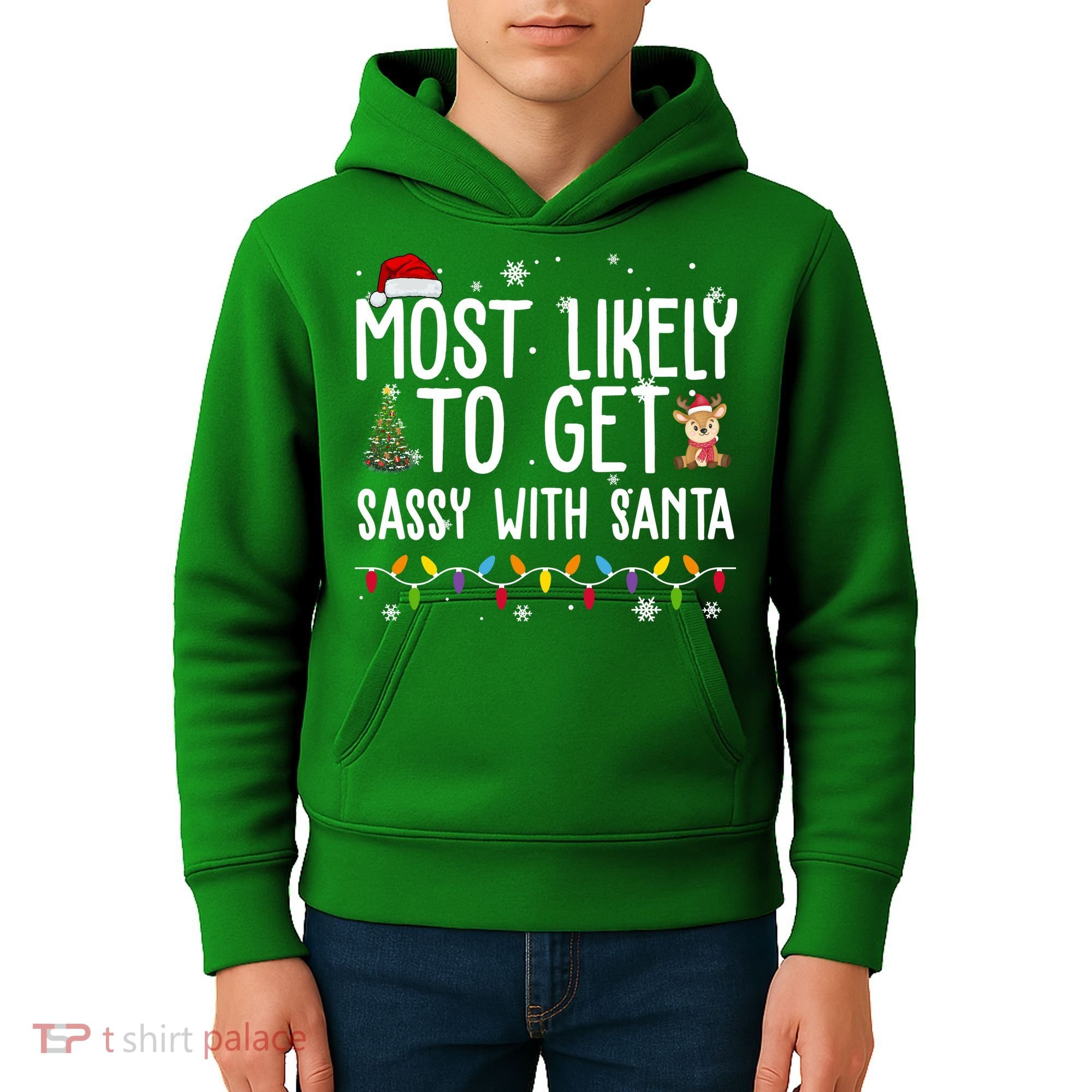 Most Likely To Get Sassy With Santa Funny Christmas Kids Hoodie