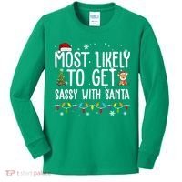 Most Likely To Get Sassy With Santa Funny Christmas Kids Long Sleeve Shirt thumb 0