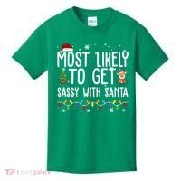 Most Likely To Get Sassy With Santa Funny Christmas Kids T-Shirt thumb 0