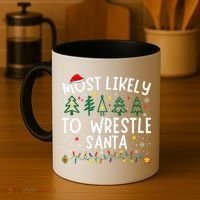 Most Likely To Wrestle Santa Matching Christmas Coffee Mug thumb 4