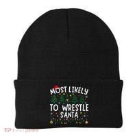 Most Likely To Wrestle Santa Matching Christmas Beanie thumb 0