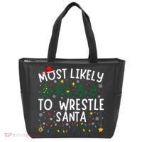 Most Likely To Wrestle Santa Matching Christmas Tote Bag thumb 0