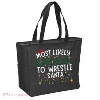 Most Likely To Wrestle Santa Matching Christmas Tote Bag thumb 2