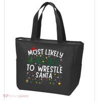 Most Likely To Wrestle Santa Matching Christmas Tote Bag thumb 3