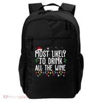 Most Likely To Drink All The Wine Funny Christmas Backpack thumb 0