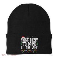 Most Likely To Drink All The Wine Funny Christmas Beanie thumb 0