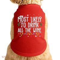 Most Likely To Drink All The Wine Funny Christmas Doggie Tank thumb 0