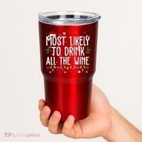 Most Likely To Drink All The Wine Funny Christmas Tumbler thumb 2