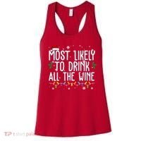 Most Likely To Drink All The Wine Funny Christmas Women's Tank Top thumb 0