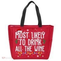 Most Likely To Drink All The Wine Funny Christmas Tote Bag thumb 0