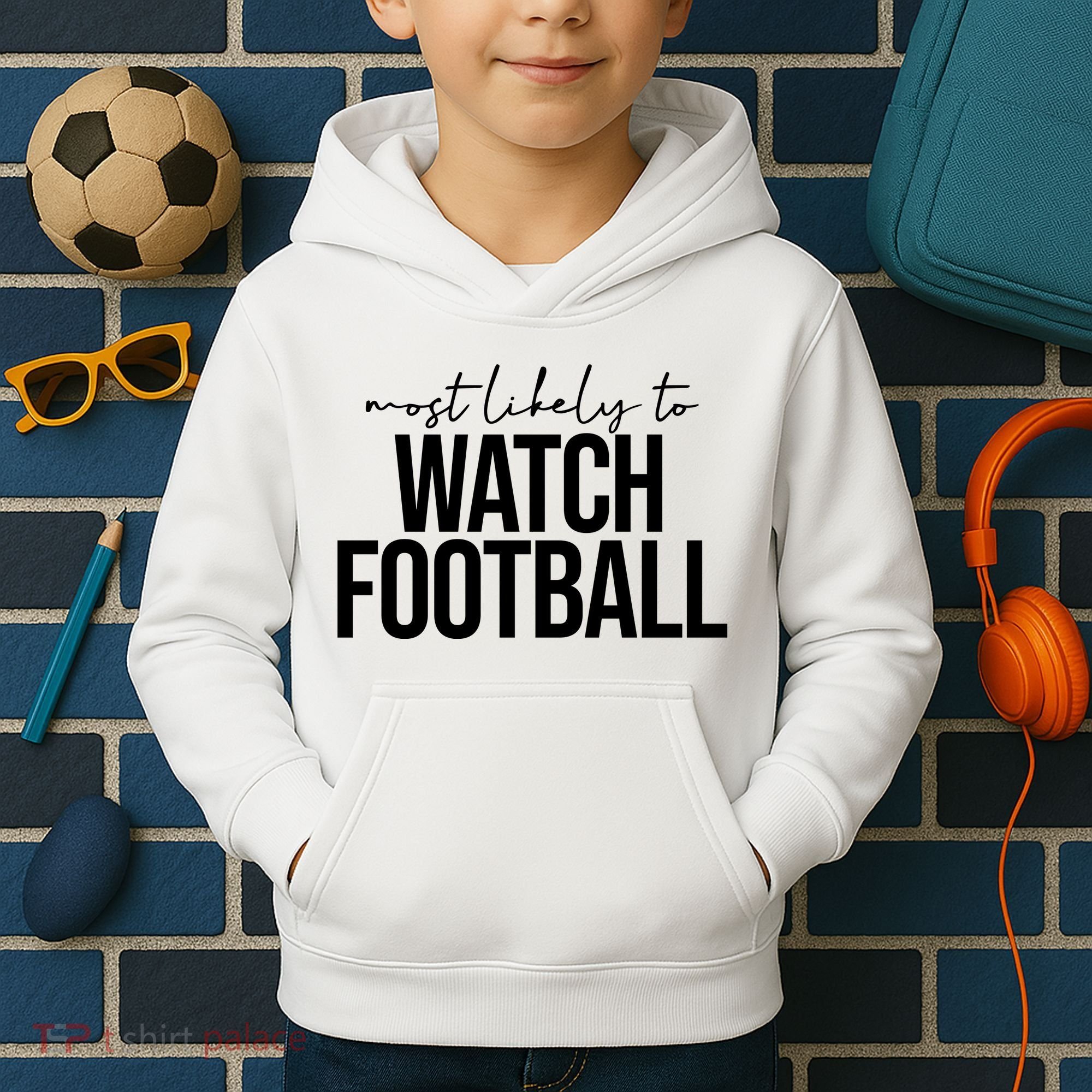 Most Likely To Watch Football Funny Kids Hoodie