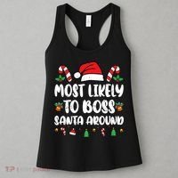 Most Likely To Boss Santa Around Christmas Family Pajamas Women's Tank Top thumb 3