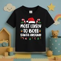 Most Likely To Boss Santa Around Christmas Family Pajamas Toddler T-Shirt thumb 3