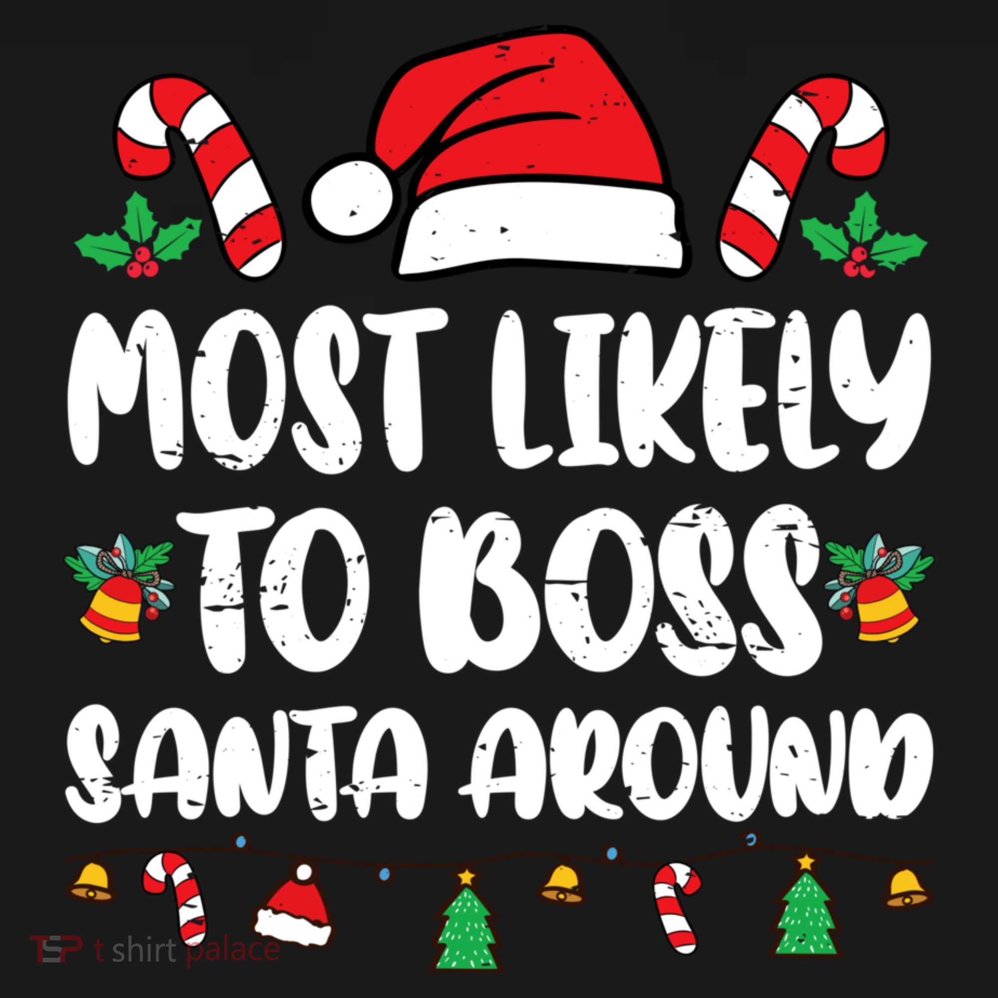 Most Likely To Boss Santa Around Christmas Family Pajamas Women's Long Sleeve Shirt