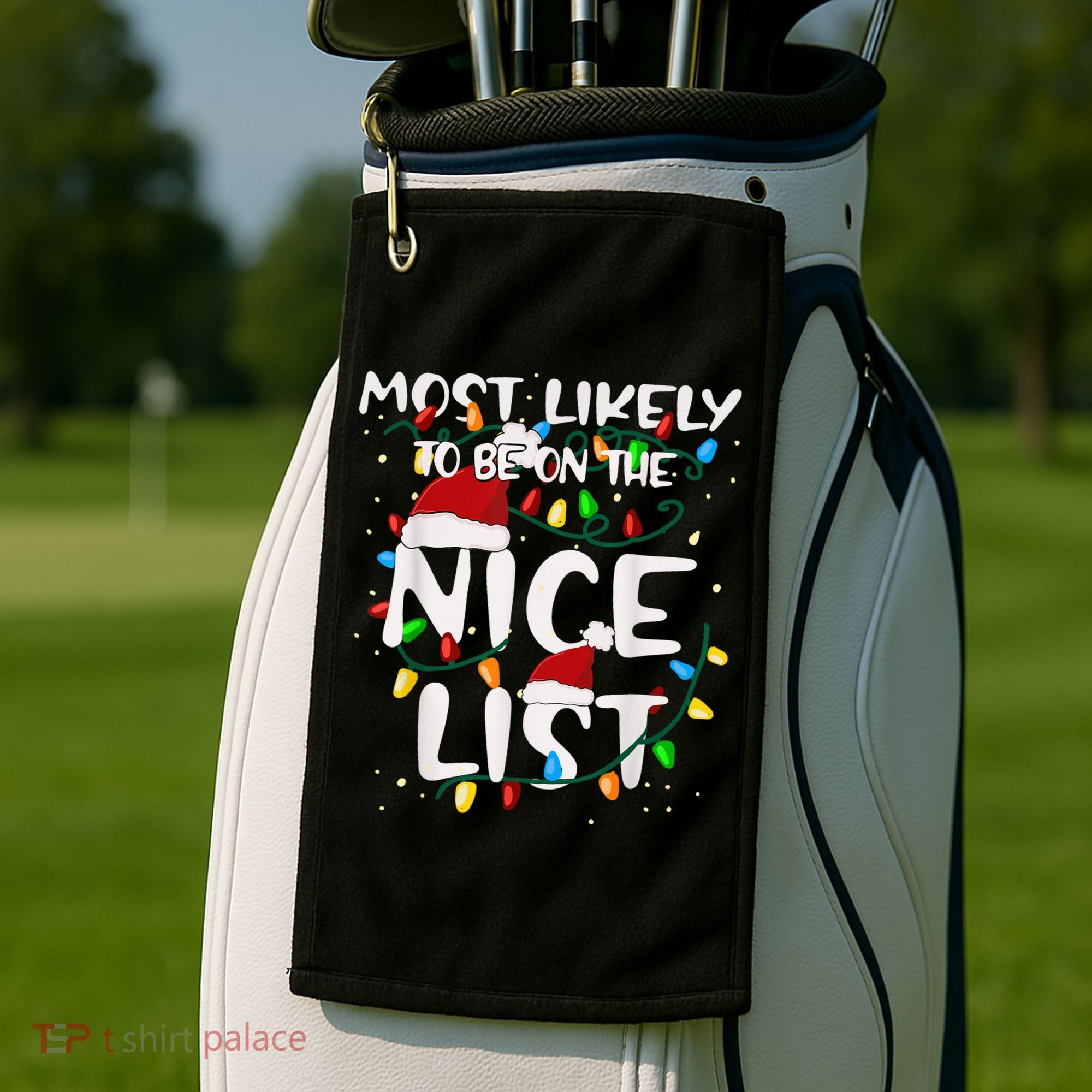Most Likely To Be On The Nice List Family Matching Christmas Golf Towel