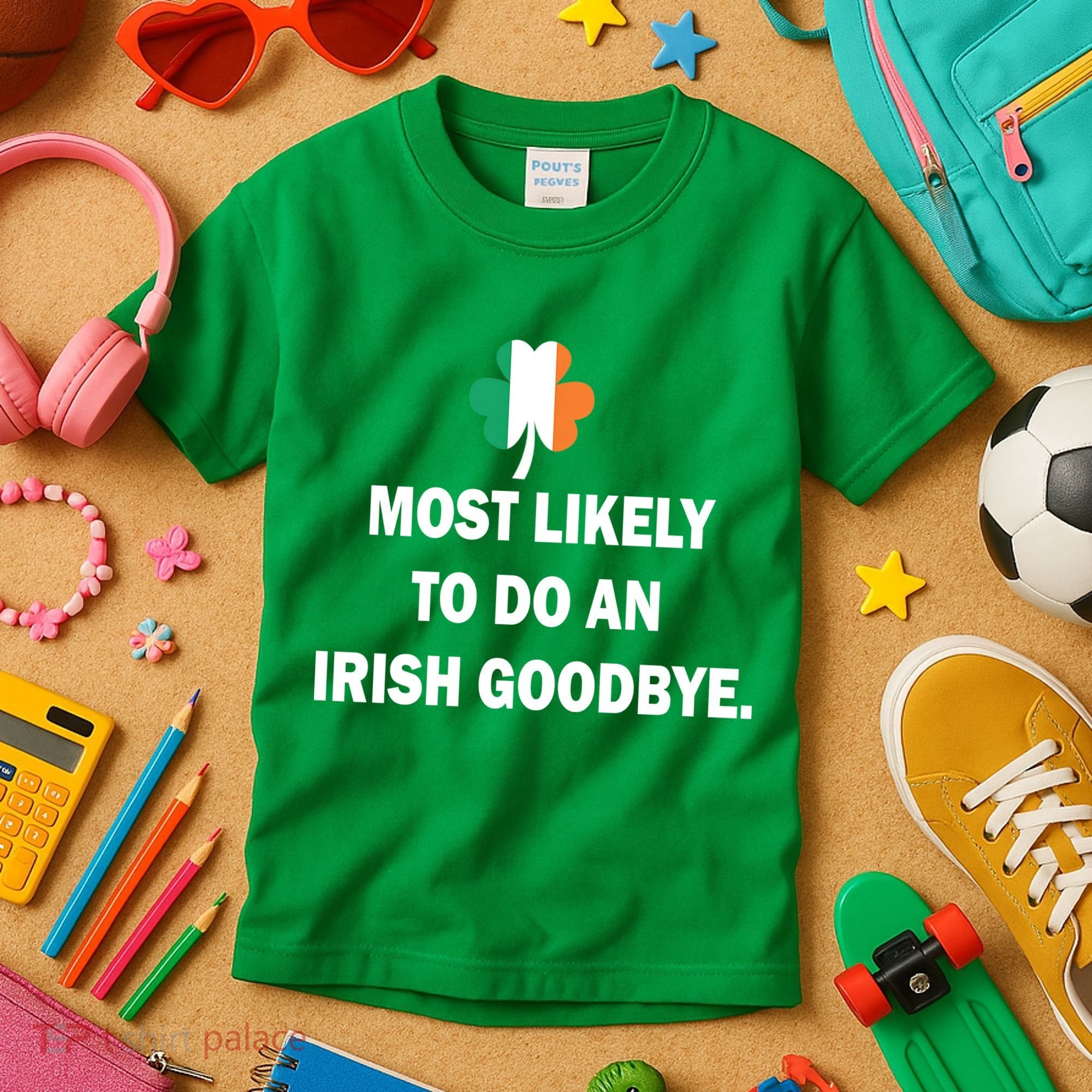Most Likely To Do An Irish Goodbye Irish Flag Kids T-Shirt