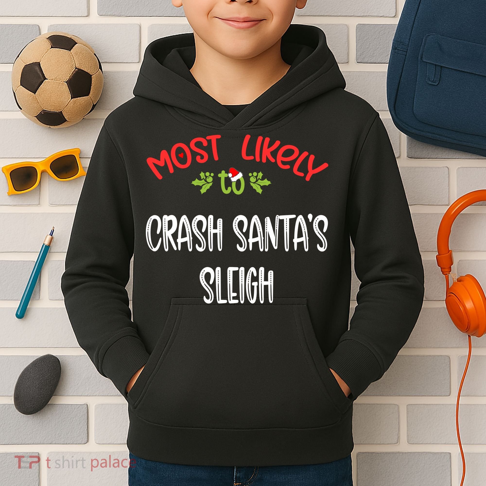 Most Likely To Christmas Crash Santa’s Sleigh Family Group Kids Hoodie