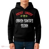 Most Likely To Christmas Crash Santa’s Sleigh Family Group Kids Hoodie thumb 4