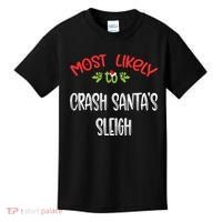 Most Likely To Christmas Crash Santa’s Sleigh Family Group Kids T-Shirt thumb 0