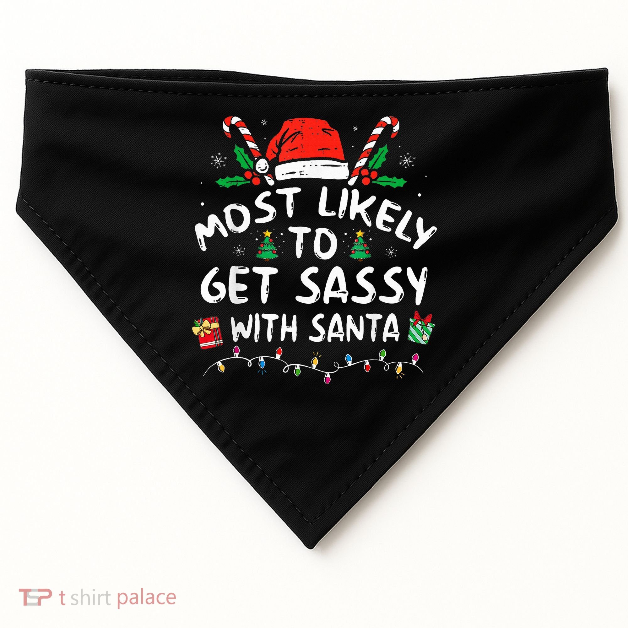Most Likely To Get Sassy with Santa Family Xmas  USA-Made Doggie Bandana