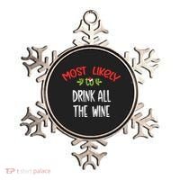 Most Likely To Christmas Drink All The Wine Family Group Ornament thumb 0