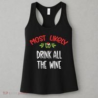 Most Likely To Christmas Drink All The Wine Family Group Women's Tank Top thumb 3