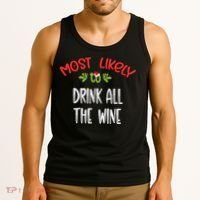 Most Likely To Christmas Drink All The Wine Family Group Tank Top thumb 3