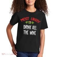 Most Likely To Christmas Drink All The Wine Family Group Kids T-Shirt thumb 2