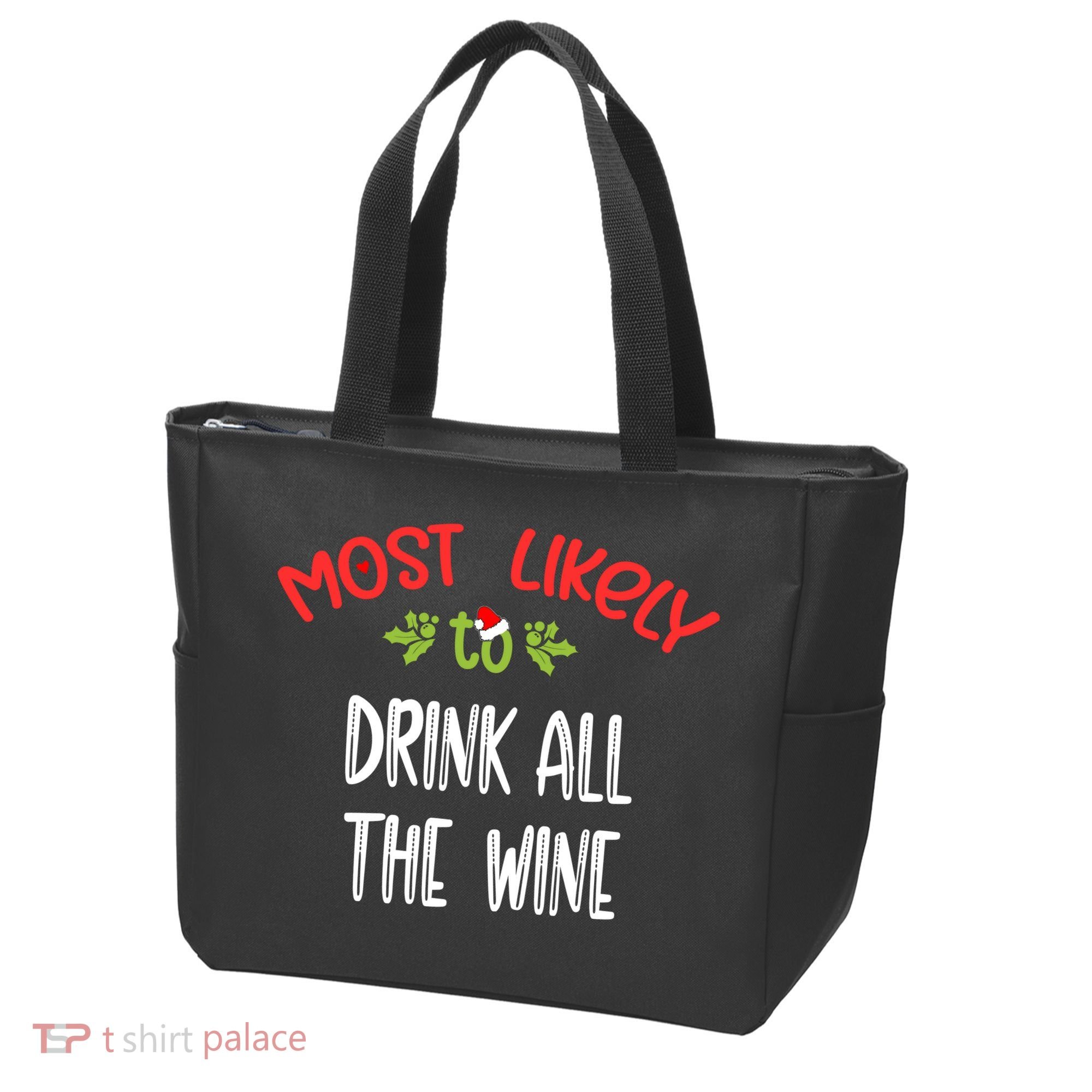 Most Likely To Christmas Drink All The Wine Family Group Tote Bag
