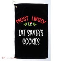 Most Likely To Christmas Eat Santa’s Cookies Family Group Golf Towel thumb 0