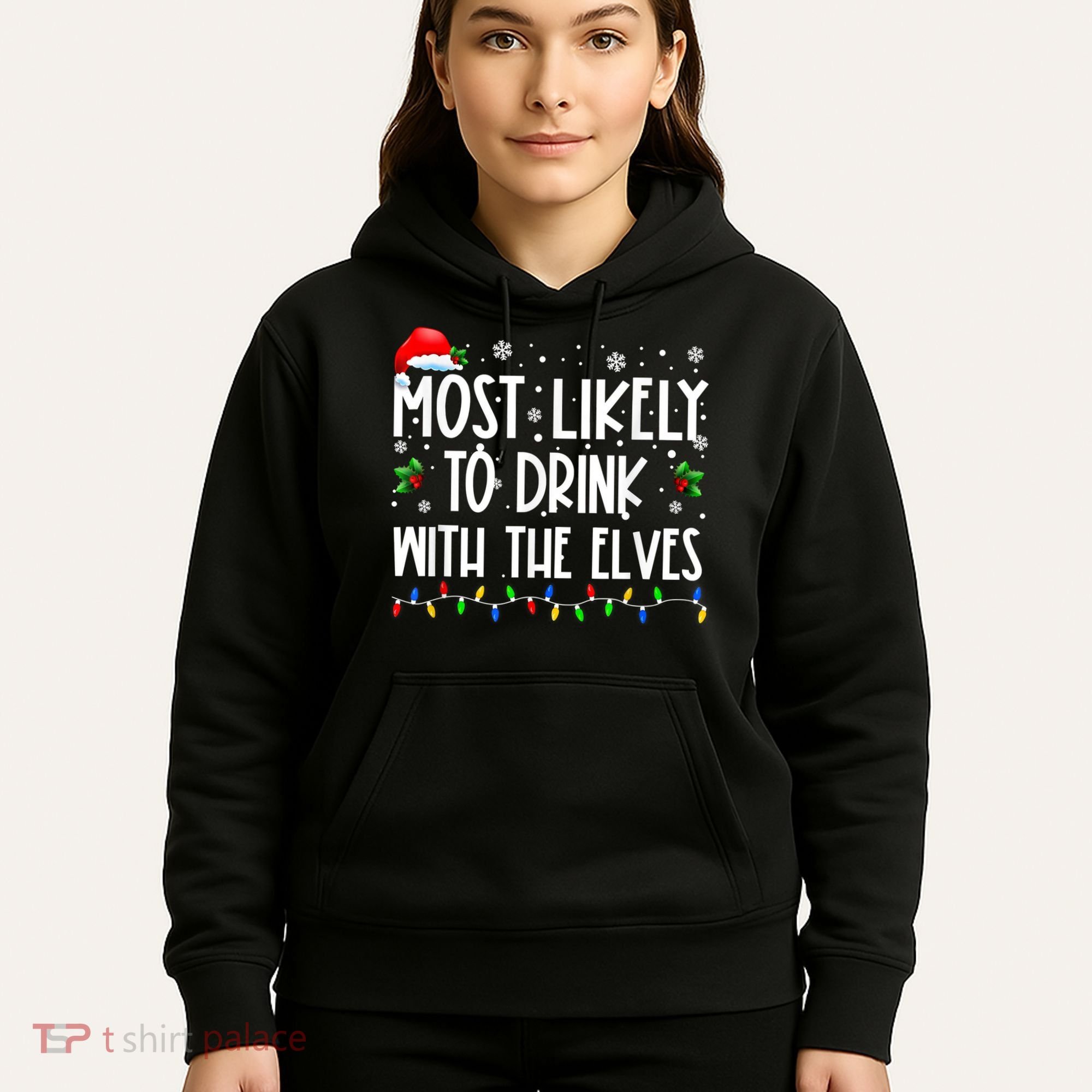 Most Likely To Drink With The Elves Elf Drinking Christmas Hoodie