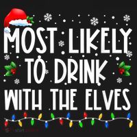 Most Likely To Drink With The Elves Elf Drinking Christmas Coaster thumb 2