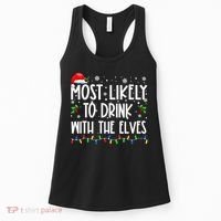 Most Likely To Drink With The Elves Elf Drinking Christmas Women's Tank Top thumb 0